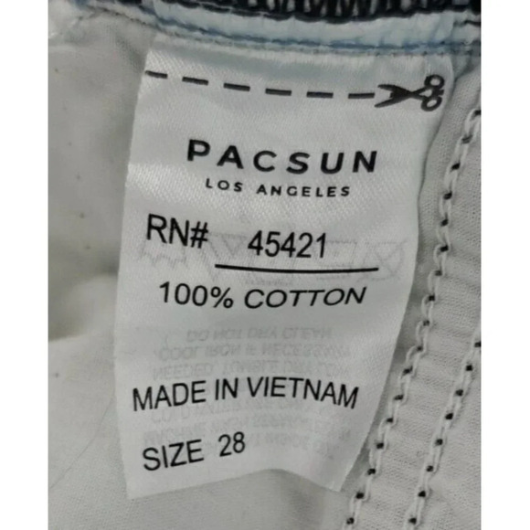 PACSUN Distressed Lt Wash Long Shorts Raw Hem Skinny Size W28 NWT - Picture 9 of 11